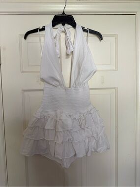 Idem Ditto White Ruffle Romper - M